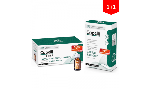 CAPELLI buteliukai plaukams + CAPELLI tabletės plaukams (2 pakuotės už 15.90 EUR)