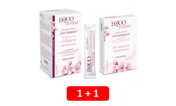 EQUOPAUSA moterims + EQUODONNA su bioaktyviu kolagenu (2 pakuotės už 23.90 EUR)