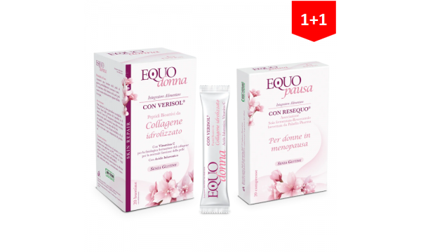EQUOPAUSA moterims + EQUODONNA su bioaktyviu kolagenu (2 pakuotės už 29.90 EUR)