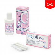 SAGINIL ovulės moterims + SAGINIL prausiklis moterims (2 pakuotės už 19.90 EUR)