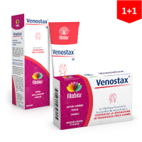 VENOSTAX gelis kojoms + VENOSTAX kraujagyslėms (2 pakuotės už 19.90 EUR)